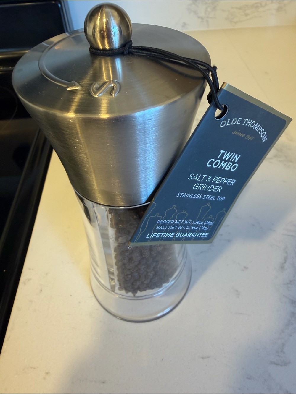 Thompson Stainless Steel and Clear Twin Combo Salt & Pepper Grinder